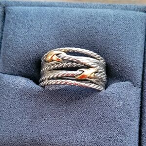 David Yurman Silver and Gold Cable Ring